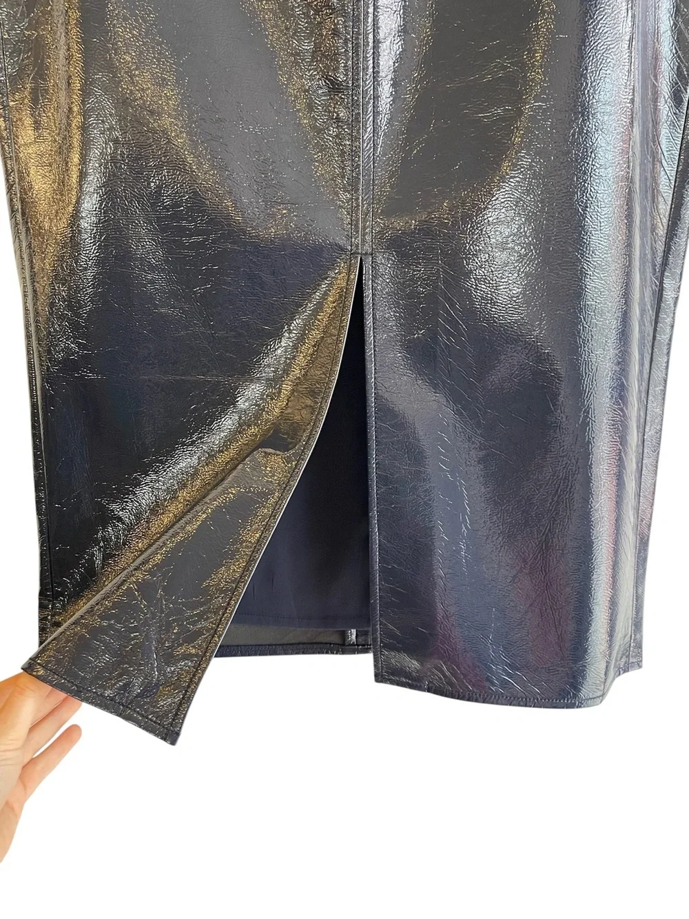 J. Crew Patch-pocket No.3 Pencil skirt in textured faux patent leather